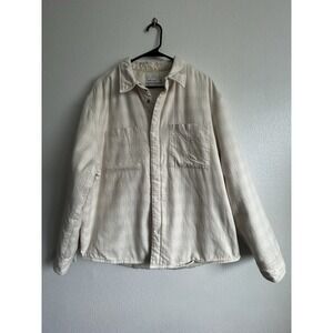 Calvin Klein Men's Quilted Jacket XL Cream Cotton Button Front Lightweight Coat